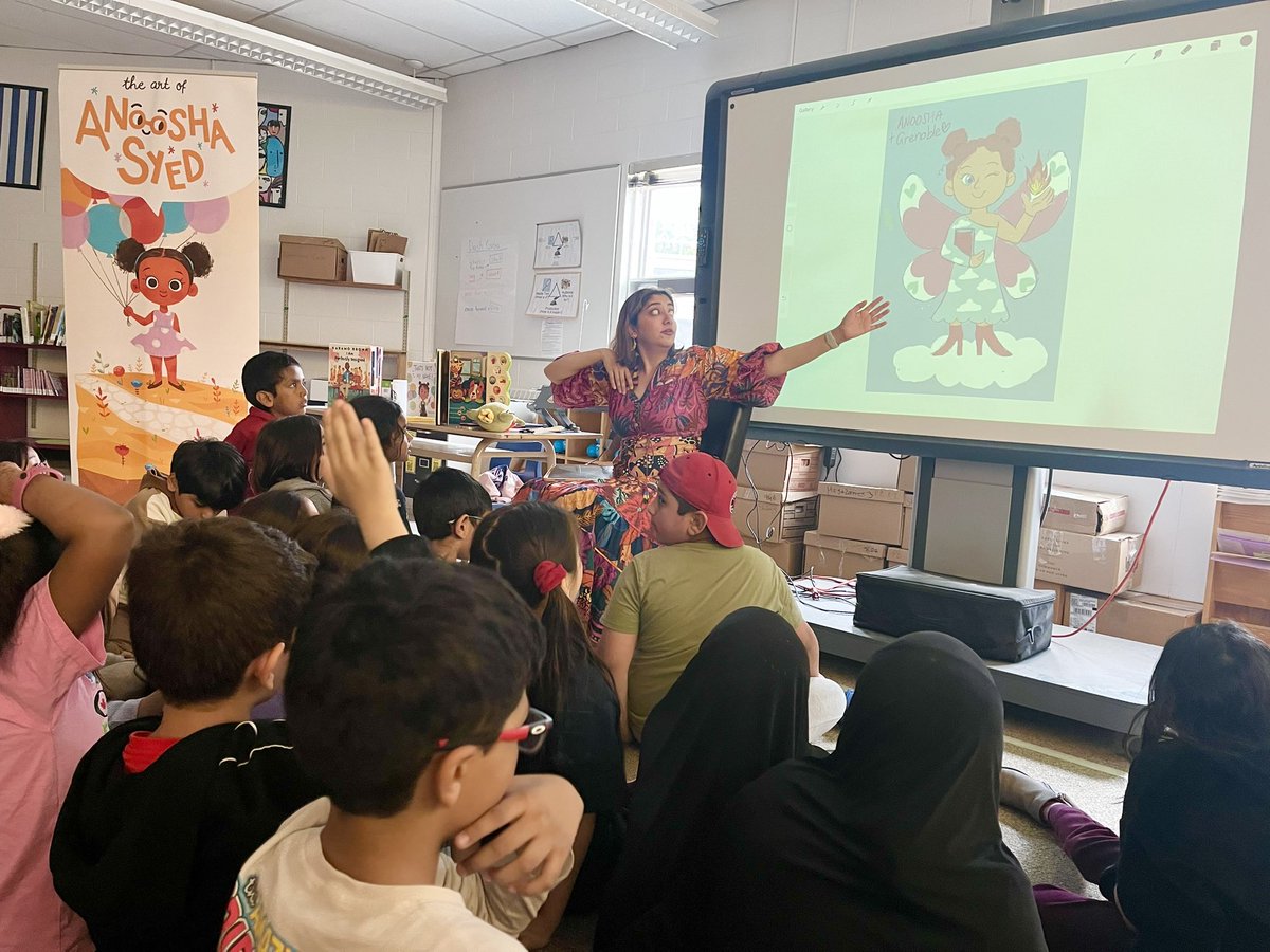 Anoosha, you’ve left all of our children feeling inspired ✨ Thank you for your  engaging and relevant sessions. Check out the photos below 👇🏼 to see our Ss collaborated artwork 🎨 @TDSBLibrary @TDSB_Grenoble @foxville_art #SchoolLibraryJOY #ONSchoolLibraries #TDSB