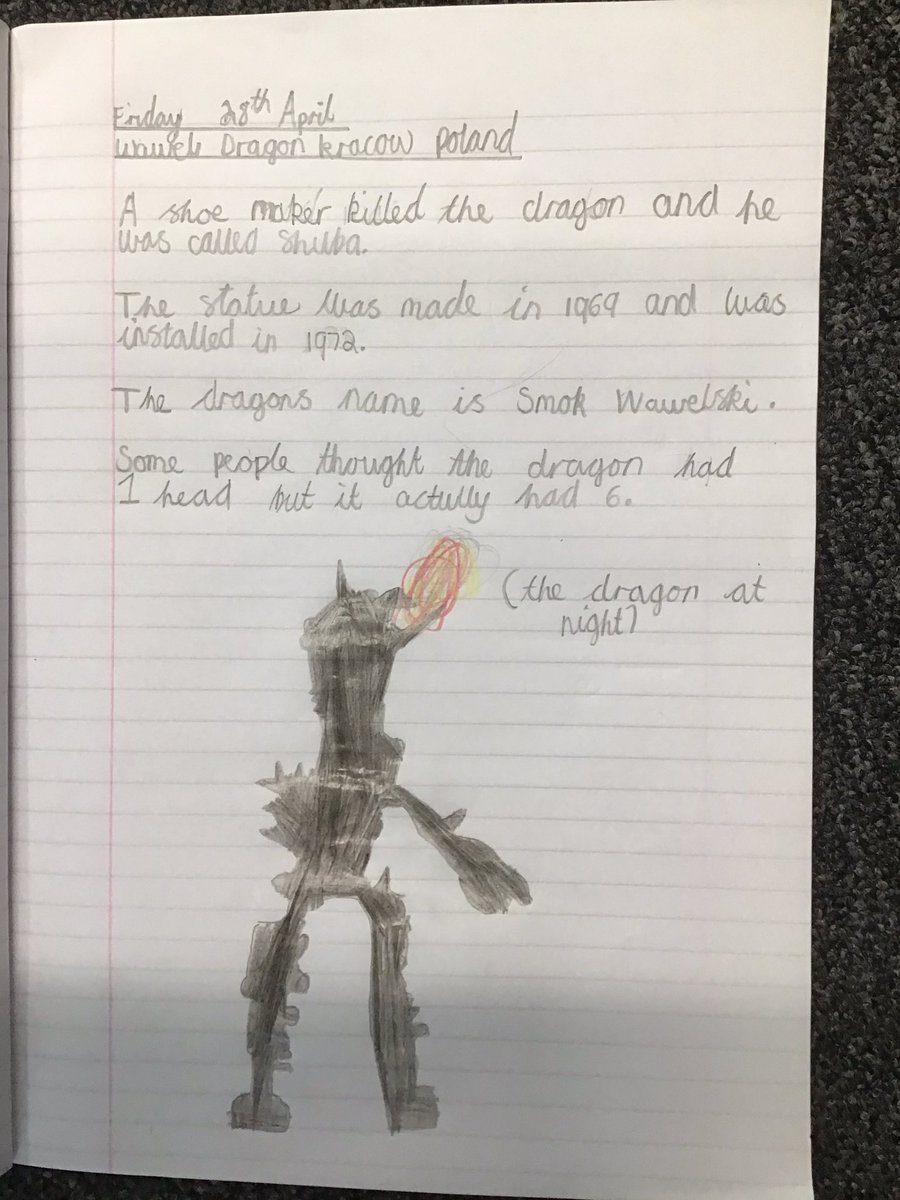 sjvblackpool's tweet photo. We looked at and researched Wawel Dragon in Krakow as part of our Polish Day. We listened to a story and used iPads to find out information and fun facts. #SJV3M #SJV3F #SJVGeography https://t.co/5hwV6TLrgu