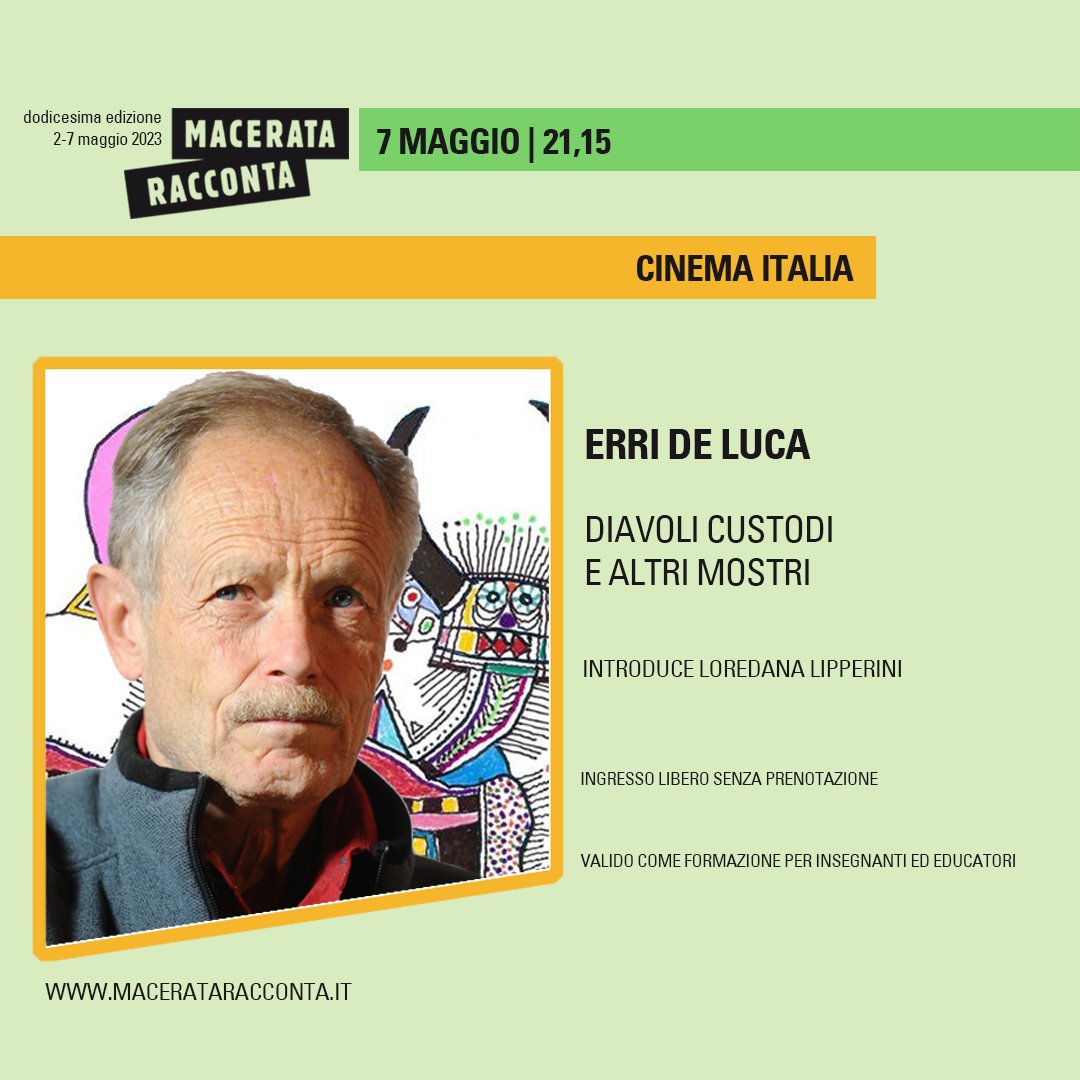 mcracconta's tweet photo. 📚Gran finale con Erri De Luca (@Erriders) che chiude la dodicesima edizione del festival! ✨
#mcracconta23 #imostri https://t.co/BCh6uwnGu4