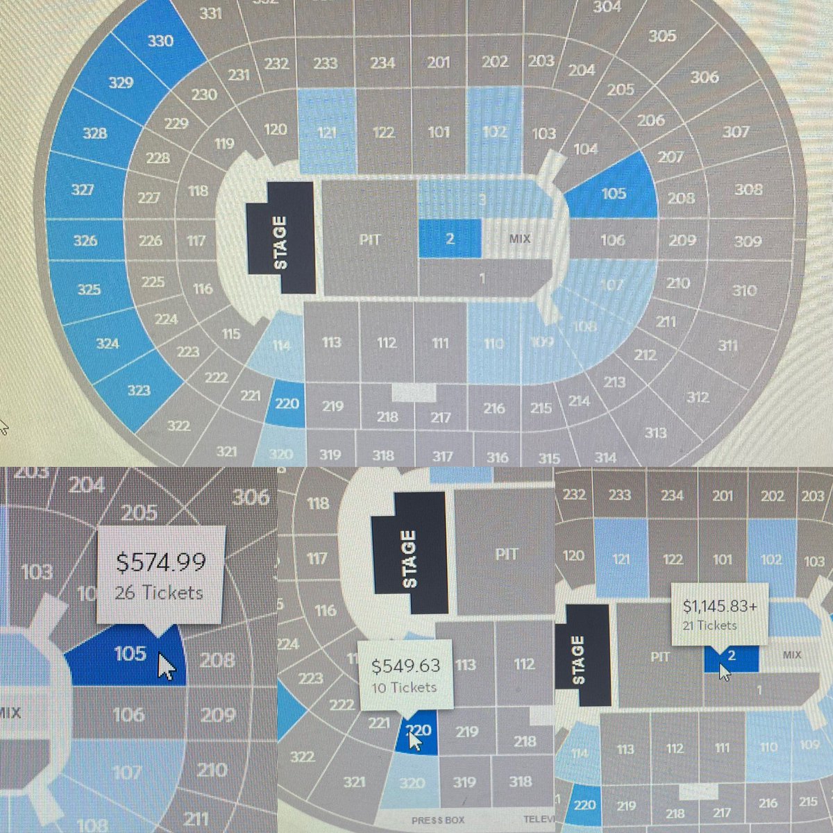 dianatenuto's tweet photo. Verified presale Ticketmaster fan, and this is all that was available for Pearl Jam/Inhaler in June.  Tickets at:

$574.99 each
$549.63 each
$1145.83 each

Or seats BEHIND the stage for $162.83 each.  

Fucking ridiculous 😡😡😡 https://t.co/XZ5kkT4Vuw