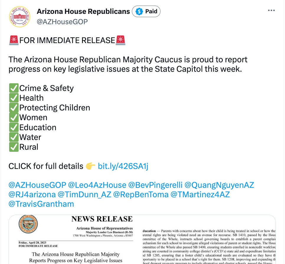 Wait — how did 'the Arizona House Republican majority caucus' do all that while on vacation?? 🙃 #AZLeg #WeCallBS