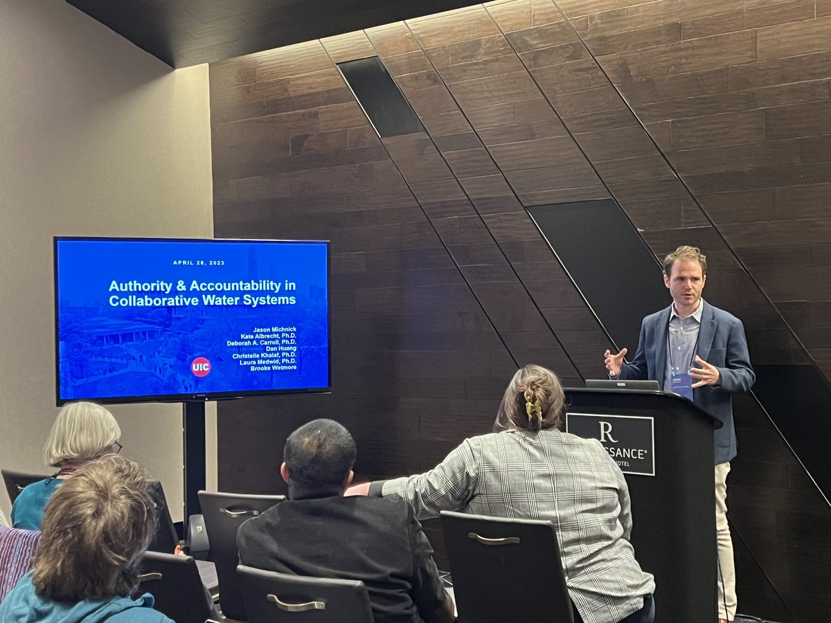 govfinanceUIC's tweet photo. Today’s @UAAnews conference presentation from @govfinanceUIC is brought to you by @uicppma PhD student @JasonMichnick who delivered work on authority and accountability of different regional public service organization forms in the provision of IL drinking water. @Deb_A_Carroll https://t.co/0f58XrWge0