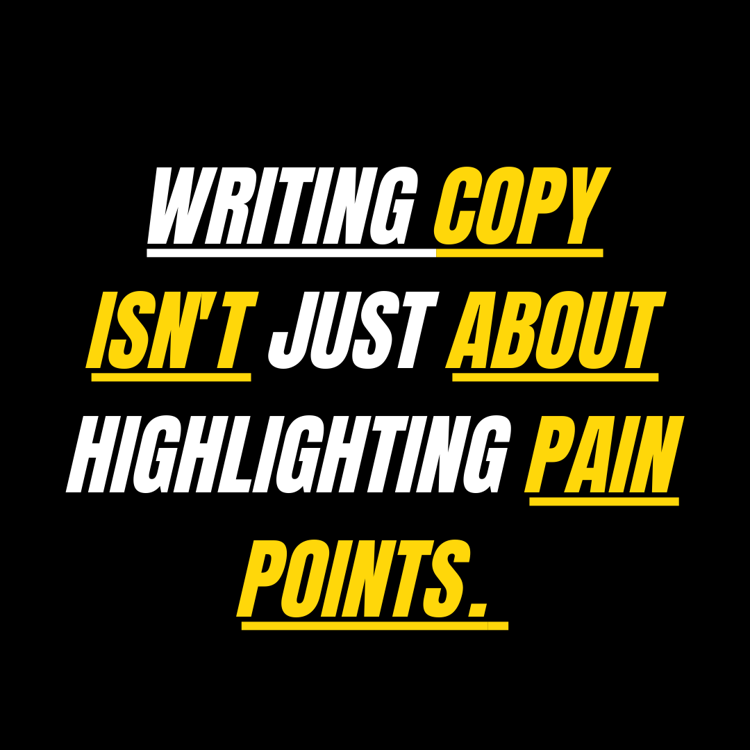Z_Copywriter's tweet photo. Writing copy isn't just about highlighting pain points.

But if you only highlight their pain, you're just rubbing salt in the wound. Ouch!🤕 https://t.co/T0DkVpaWjF