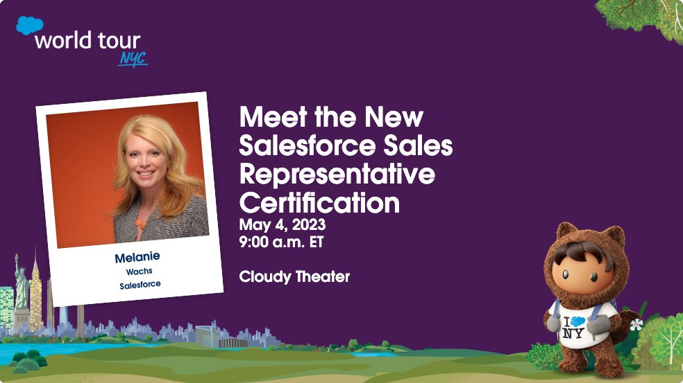 MelanieWachs's tweet photo. 📣 Learn more about the newest Salesforce certification in the Big 🍎 #SalesforceTour https://t.co/oINrU1cBNJ