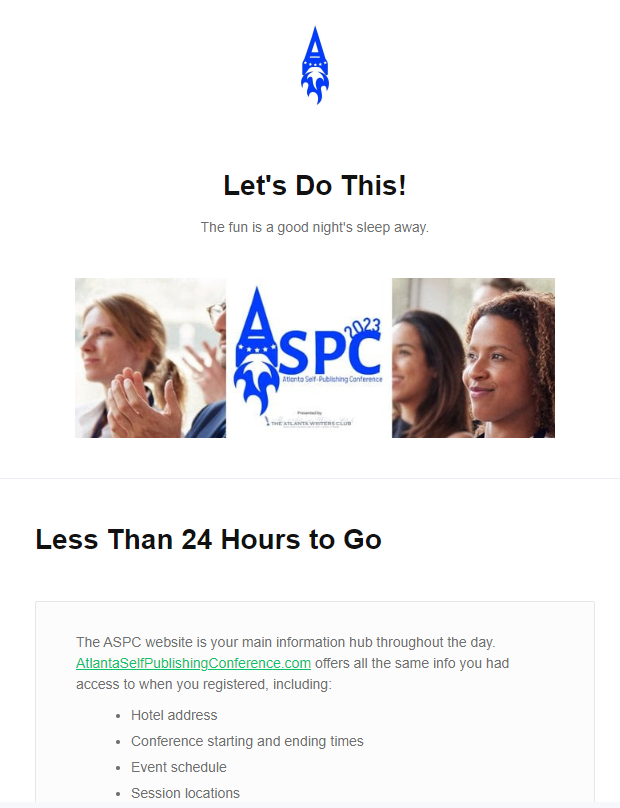 Check your inboxes, #ASPC23 registrants! #WritingConferences #WritingCommunity