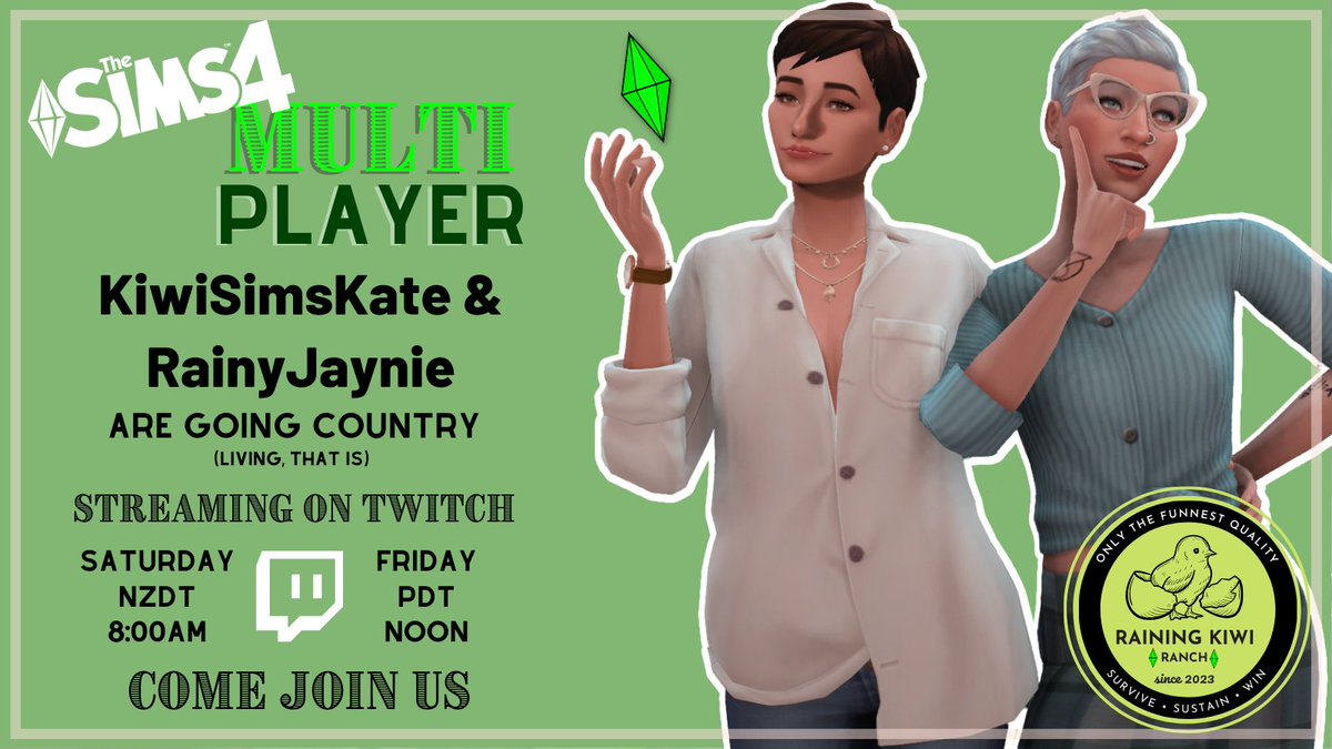 Kate (@kiwisimskate) on Twitter photo 🔴LIVE in FIVE! multistre.am/kiwisimskate/r…
<a href="/JayneFury/">Jayne Fury (Twitch: RainyJaynie)</a> & I are teaming up to bring you #RainingKiwiRanch: a <a href="/SimsMultiplayer/">Sims 4 Multiplayer | S4MP</a> stream extravaganza PART 5!
<a href="/TheSims/">The Sims</a> @Sims_ANZ @thesimmerssquad @cozyislandlive #ssy_streamer #TheSims4 🔴LIVE in FIVE! multistre.am/kiwisimskate/r…
<a href="/JayneFury/">Jayne Fury (Twitch: RainyJaynie)</a> & I are teaming up to bring you #RainingKiwiRanch: a <a href="/SimsMultiplayer/">Sims 4 Multiplayer | S4MP</a> stream extravaganza PART 5!
<a href="/TheSims/">The Sims</a> @Sims_ANZ @thesimmerssquad @cozyislandlive #ssy_streamer #TheSims4