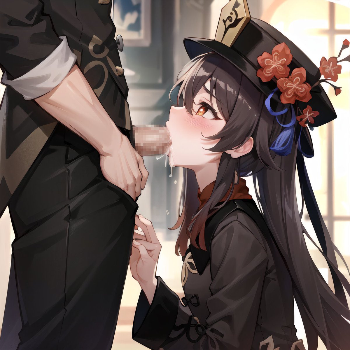 “Come on my the Wangshu Funeral parlor! We have the Best Head- I mean, best Care for the Dead in Liyue!”
     —————
     Just look at the most recent happy client! Hu tao is the best around!