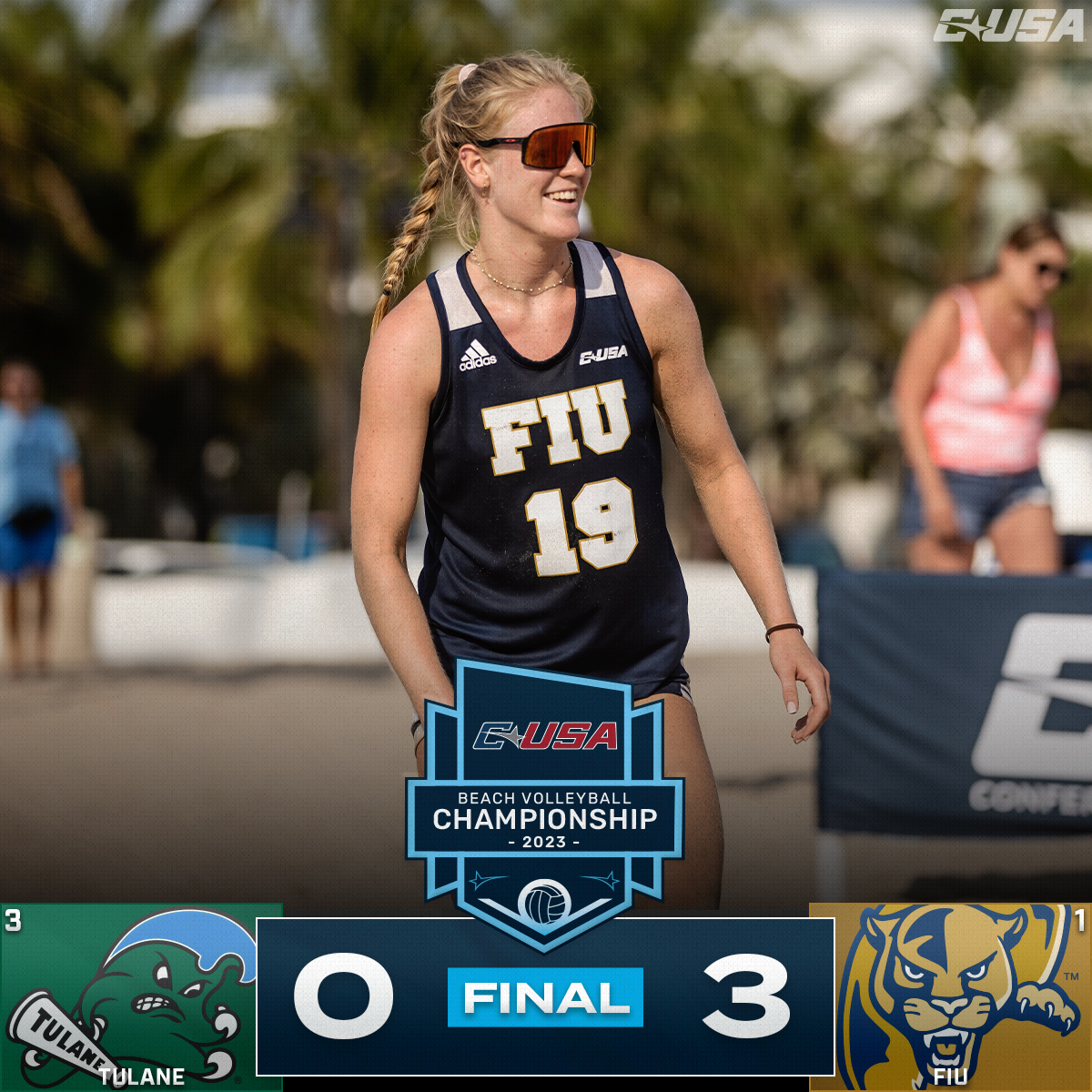 ConferenceUSA's tweet photo. FIU ADVANCES
@FIUBeachVB will play again tomorrow at 9am ET for a spot in the Championship Match!
#CUSABVB 🏝🏐
