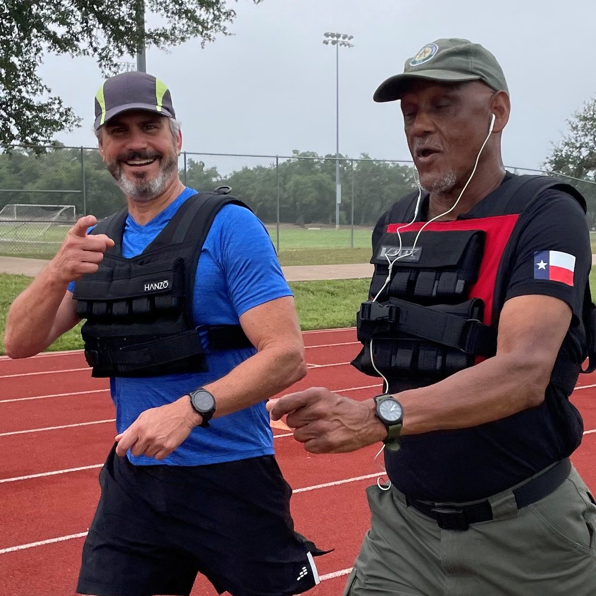 TPWDnews's tweet photo. They have to walk 3 miles with a 45 lb. pack.  

Why is this man smiling??  

Our Exec. Director, David Yoskowitz, and Al Davis with@TXForestService take the pack test to recertify as wildland firefighters.  

#CoolJobs https://t.co/BnD00Jc3Ac