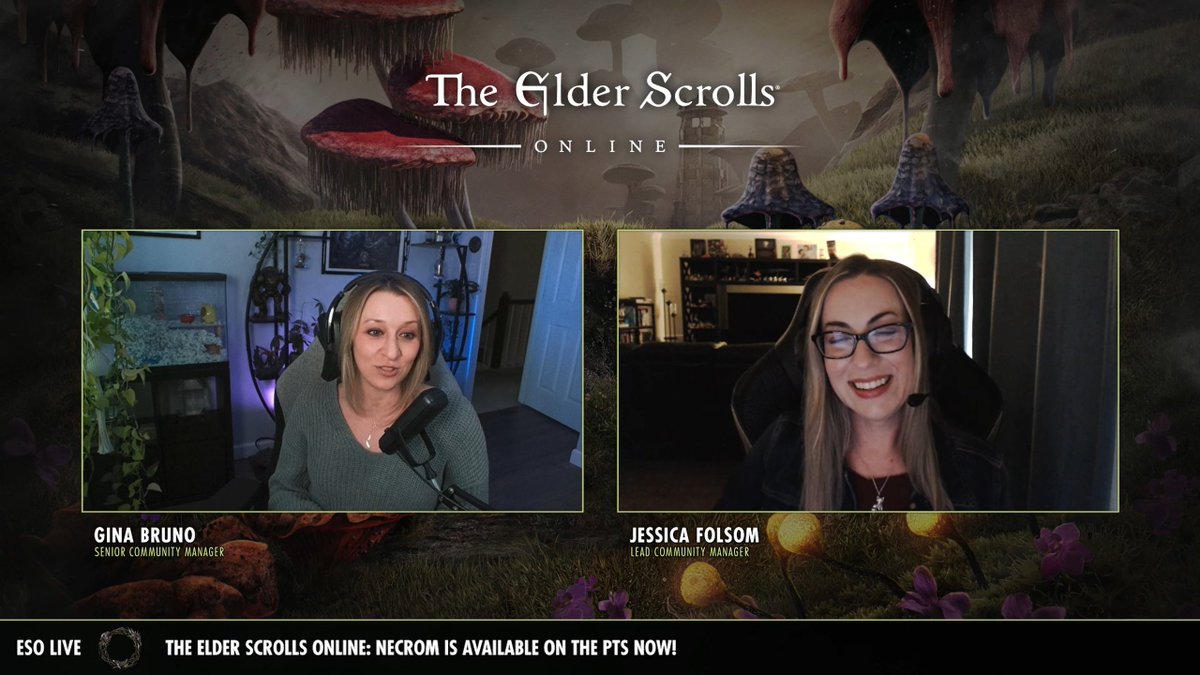 UESP_net's tweet photo. #ESOLive has started with Jess and Gina! They shared some pictures from the #ESOCelebration in Las Vegas. This Tuesday there will be a new PTS patch with a new patcher and EU character copies. No balance changes this week, they'll be in week 4 instead. https://t.co/3txufLq3Za