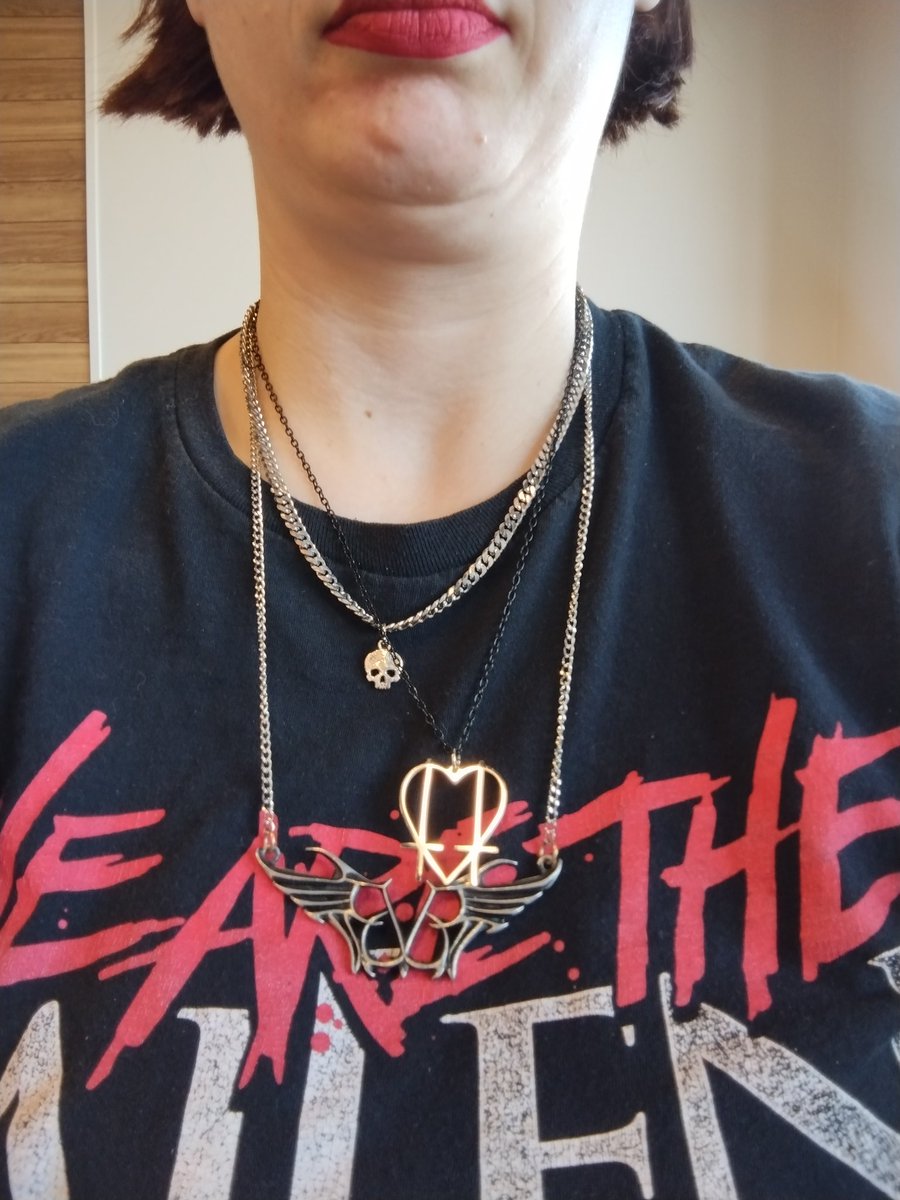 MeganEHarmon's tweet photo. Wearing I will be there and I am here necklace and bracelet along with Andy's mark necklace and bracelet. @NeverTakeitOff @andyblack #nevertakeitoff #ntio #andyblack 🖤❤️ https://t.co/HXCcEygpWe