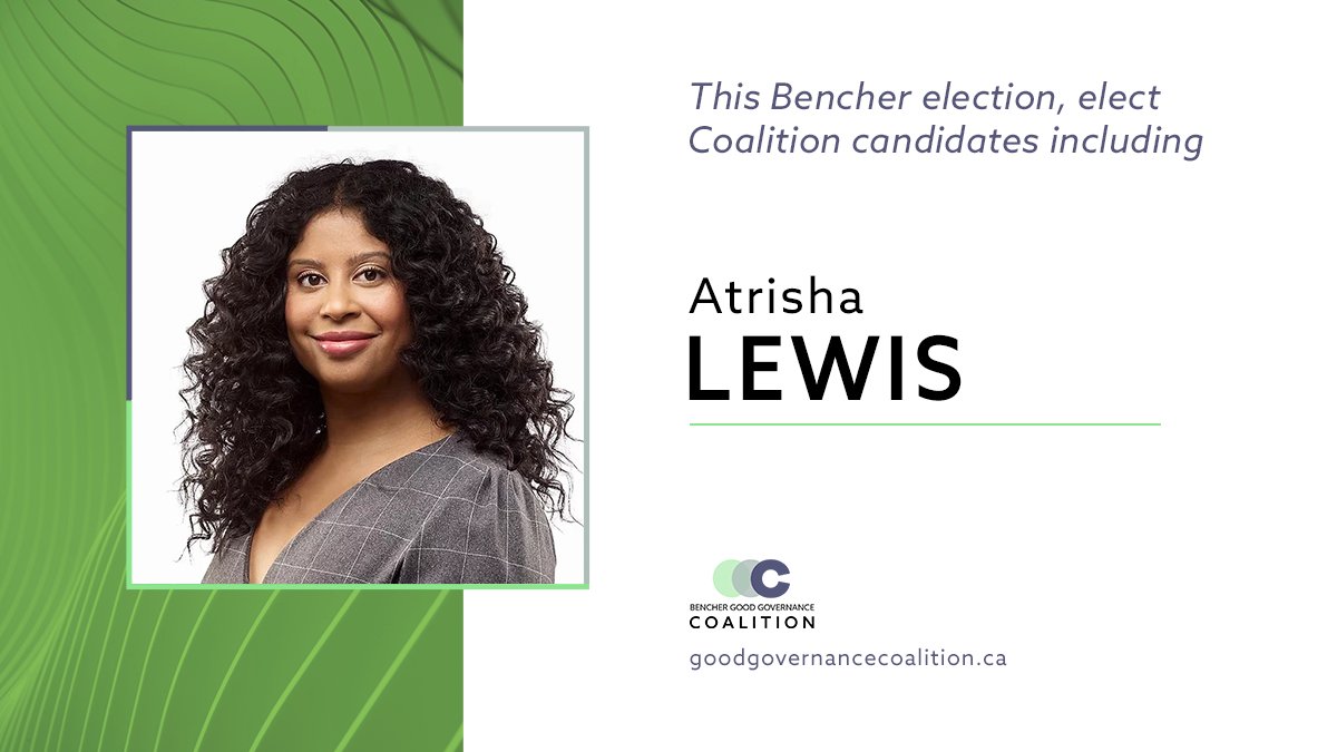 Less than an hour to vote (or call a friend).  

Every lawyer has 40 votes. Twenty for lawyers from Toronto. Twenty for lawyers outside Toronto.

Please consider voting for every Coalition candidate, including Atrisha Lewis from Toronto.  

Here's why: goodgovernancecoalition.ca/post/what-s-th…