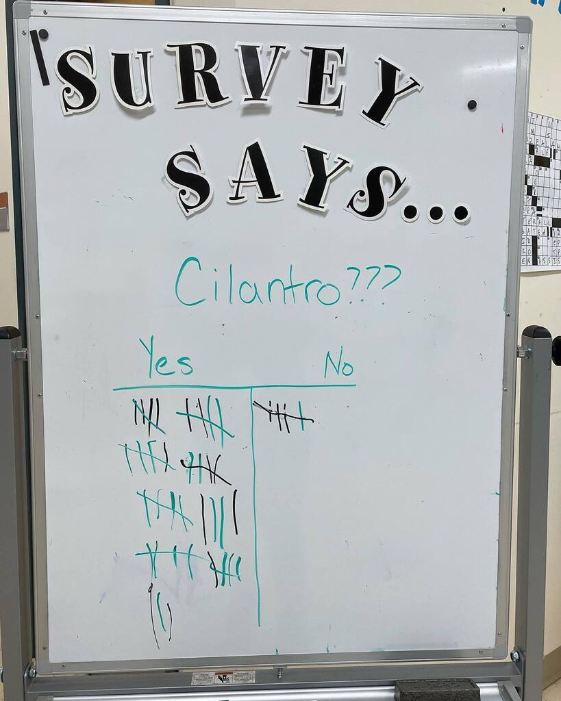 NSHSLibrary's tweet image. Survey says… the food will be delicious because we’re using cilantro! Overwhelming a yummy addition for the students at NSHS. instagr.am/p/Crl4jKwuJHY/