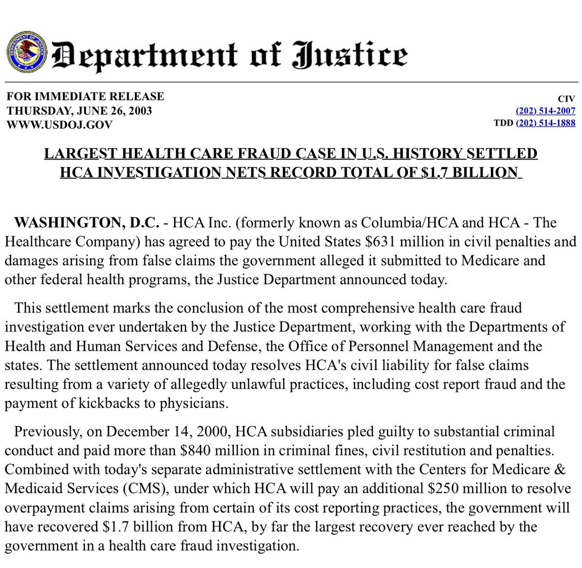 <a href="/JDCocchiarella/">Jack Cocchiarella</a> Let’s not forget Rick Scott’s company, HCA Healthcare, paid the largest fine in history for defrauding Medicare: $1.7billion.