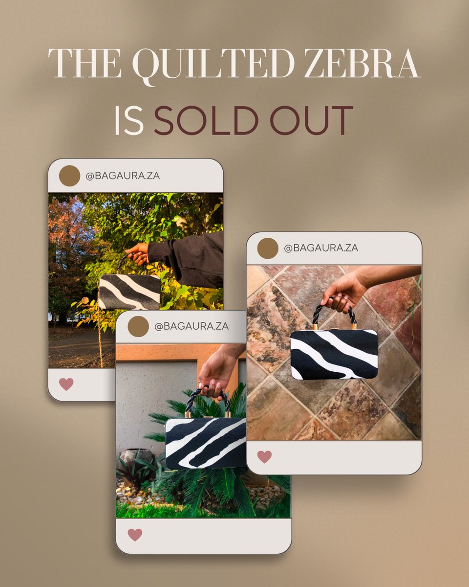 Bagaura_za's tweet photo. The Quilted Zebra is now ✨sold out ✨ but is still available in other patterns. 

#drbags #bagaura #handbags #smallbusiness #supportlocal #fashion #GirlTalkZA https://t.co/AouzZdyvrv