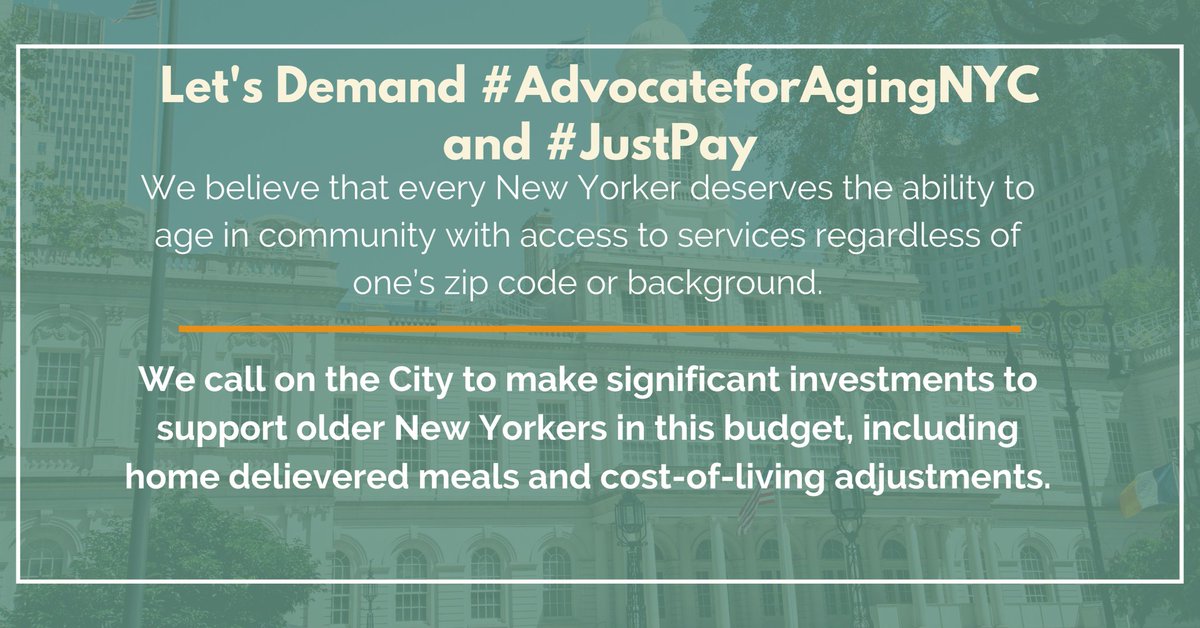 I join @liveonny on calling for the city to invest in our older population by investing our older adult services providers, fair wages for our human services workers & investments in HDM. Will you join us in helping our older adults @CMPiSanchez ? #advocateforagingnyc #justpay