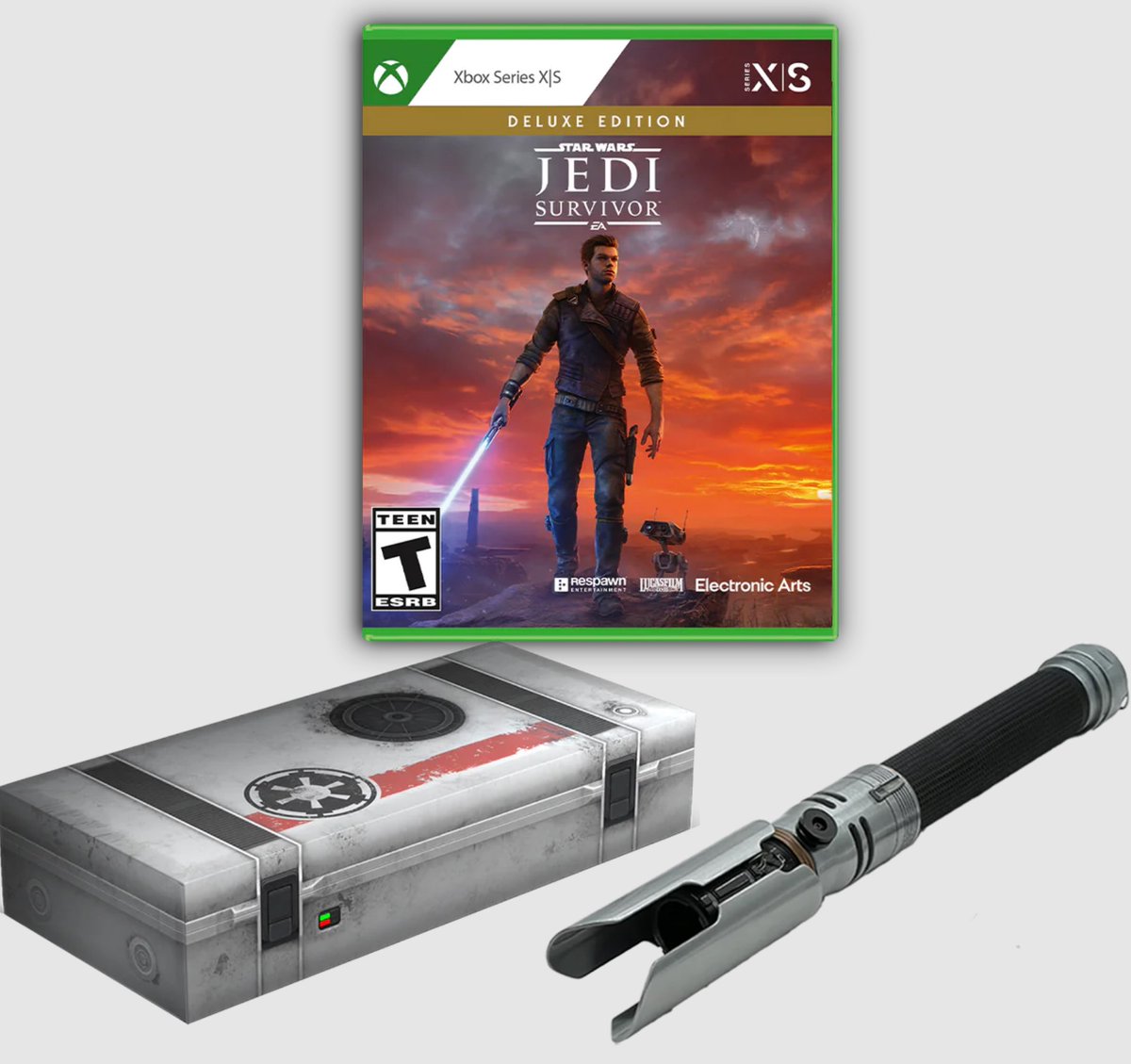 majornelson's tweet photo. In addition to winning the Xbox Design Lab controller code, one lucky #XboxFreeCodeFriday Round Two winner is also getting this amazing Star Wars Jedi: Survivor Collector's Edition for Xbox Series X|S. You can see what's included in the CE here: https://t.co/jtp27cjzQs https://t.co/FB9kaWkaPB