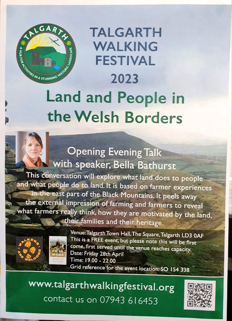 Sell out opening event this PM for @TalgarthWAW; @BellaBathurst prize winning author of #FieldWork in conversation with @jodierbond. Poignant insights into the farming cycle of life & a lively #QandA on her experience of the farming community in the #WelshMarches. Diolch am ddod!