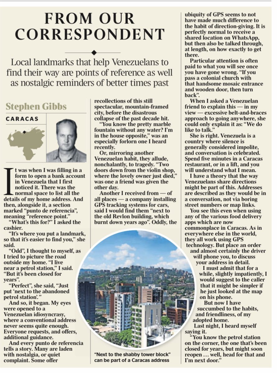 STHGibbs's tweet photo. Venezuelans’ idiosyncratic, nostalgic affection for the ‘punto de referencia’. My piece in ⁦@thetimes⁩ https://t.co/MoBPohCAvs