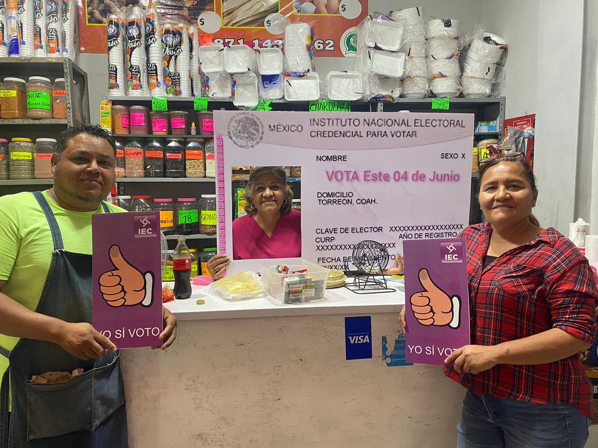 CD11_Coah's tweet photo. @IEC_Coahuila  EL día de hoy 28 de abril, el Comité Distrital 11 de Torreón promocionó el voto para este 4 de junio en las instalaciones del Mercahorro Abastos Torreón, donde distintos locales participaron en la actividad. @CD11_Coah https://t.co/HObZ1PA3YT