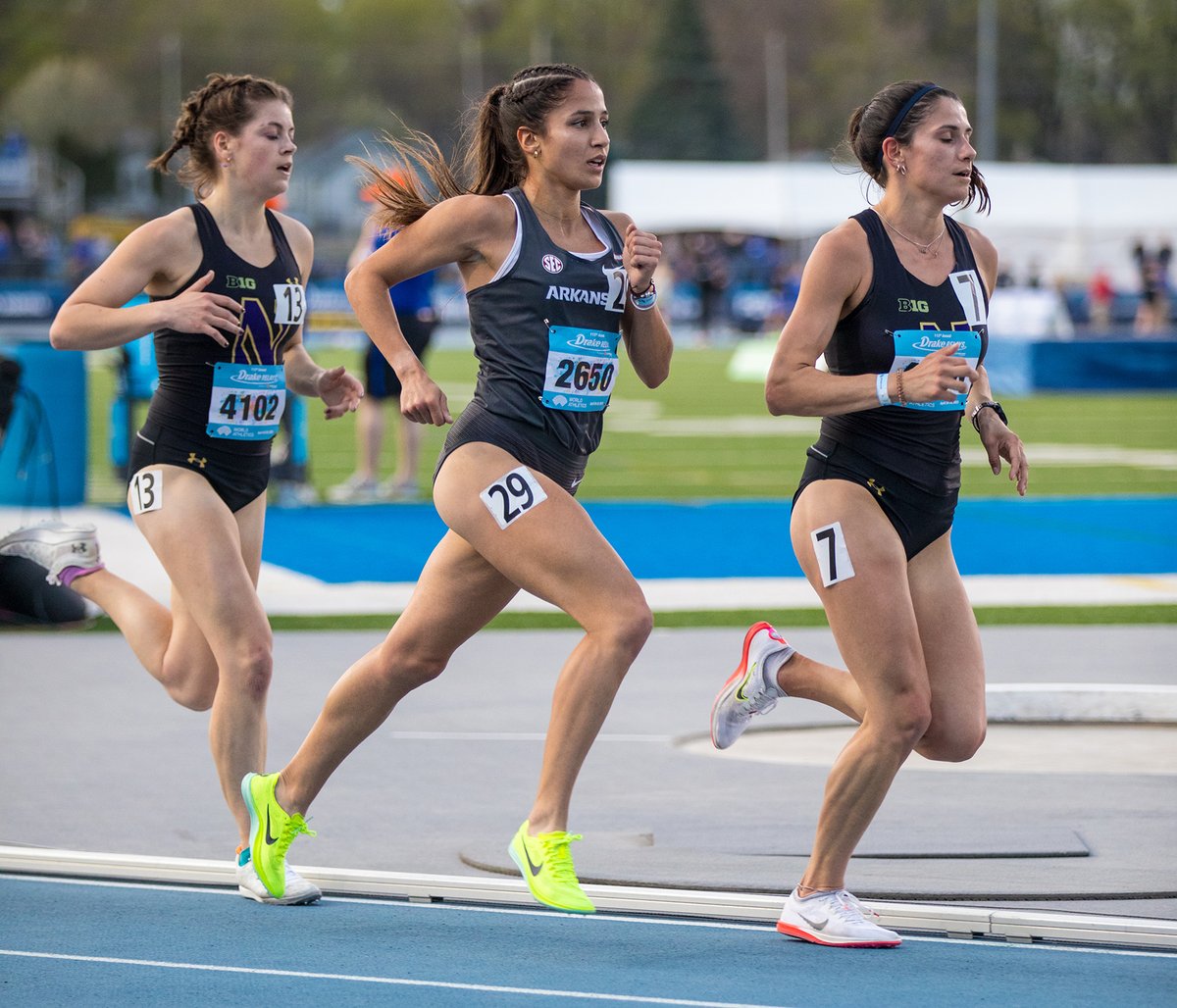RazorbackTFXC's tweet photo. 113th Drake Relays

Thursday Distance events

Women's 5,000m
5) 16:05.61 Claire McCune [PR]
7) 16:10.38 Julia Paternain

16:19.35 Laura Taborda [PR]
16:27.13 Nyah Hernandez [PR]
16:34.77 Gracie Hyde

📸 @janfigueroa07 https://t.co/RR40YC2gQW