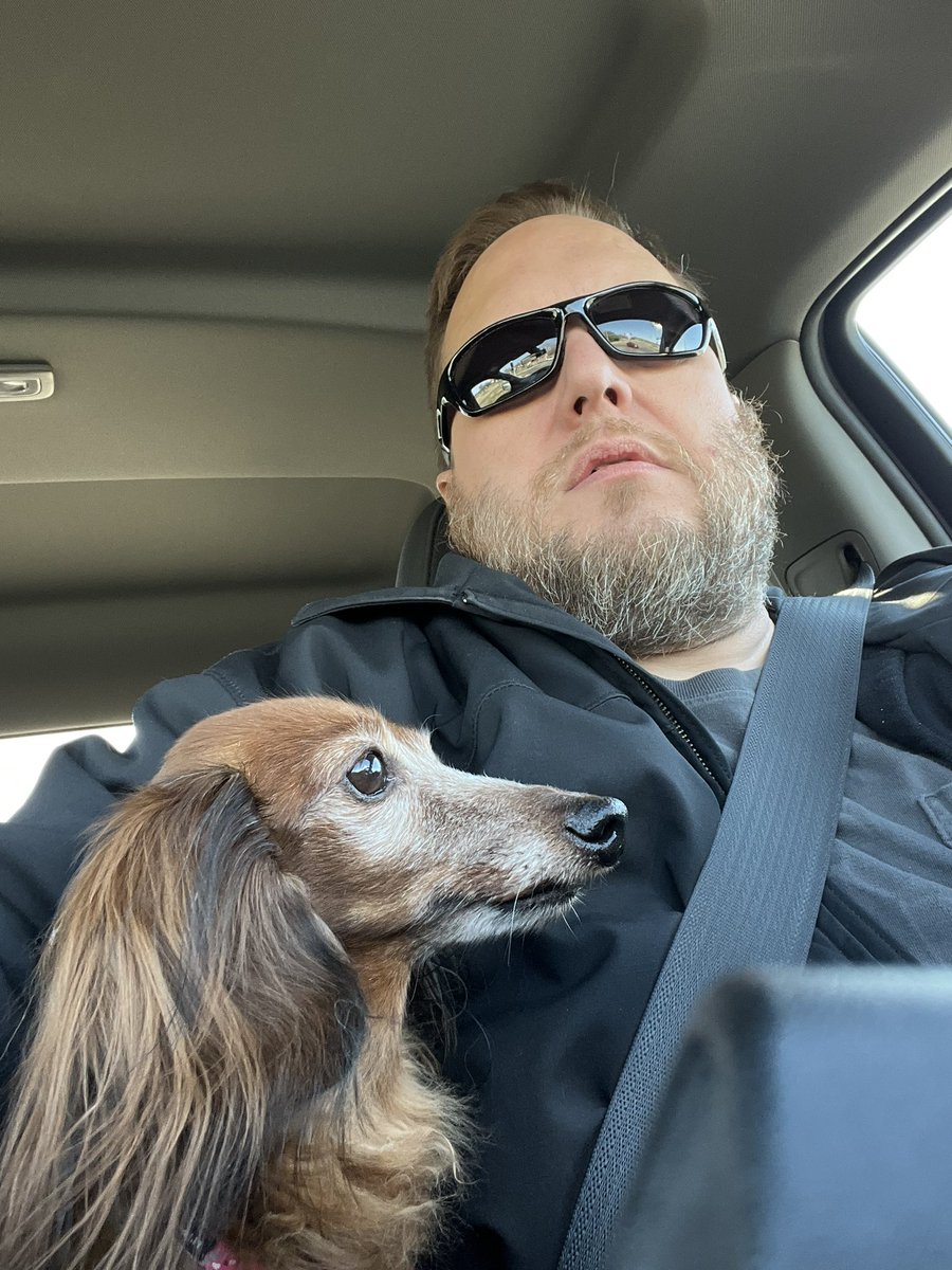 chris200's tweet photo. @ThatKevinSmith Me and PNut. My Shecky. She has been on crate rest for the past week due to back pain wasn’t sure she was going to be with us the end of this week. https://t.co/wmosK2WALI