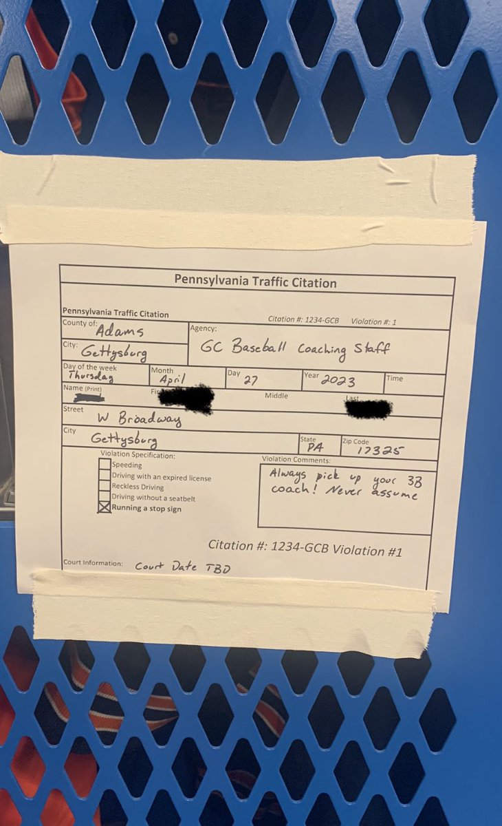 CoachHefele's tweet photo. License and registration please 🚔 #iykyk @GBurgBase https://t.co/JQMMEhNdrk