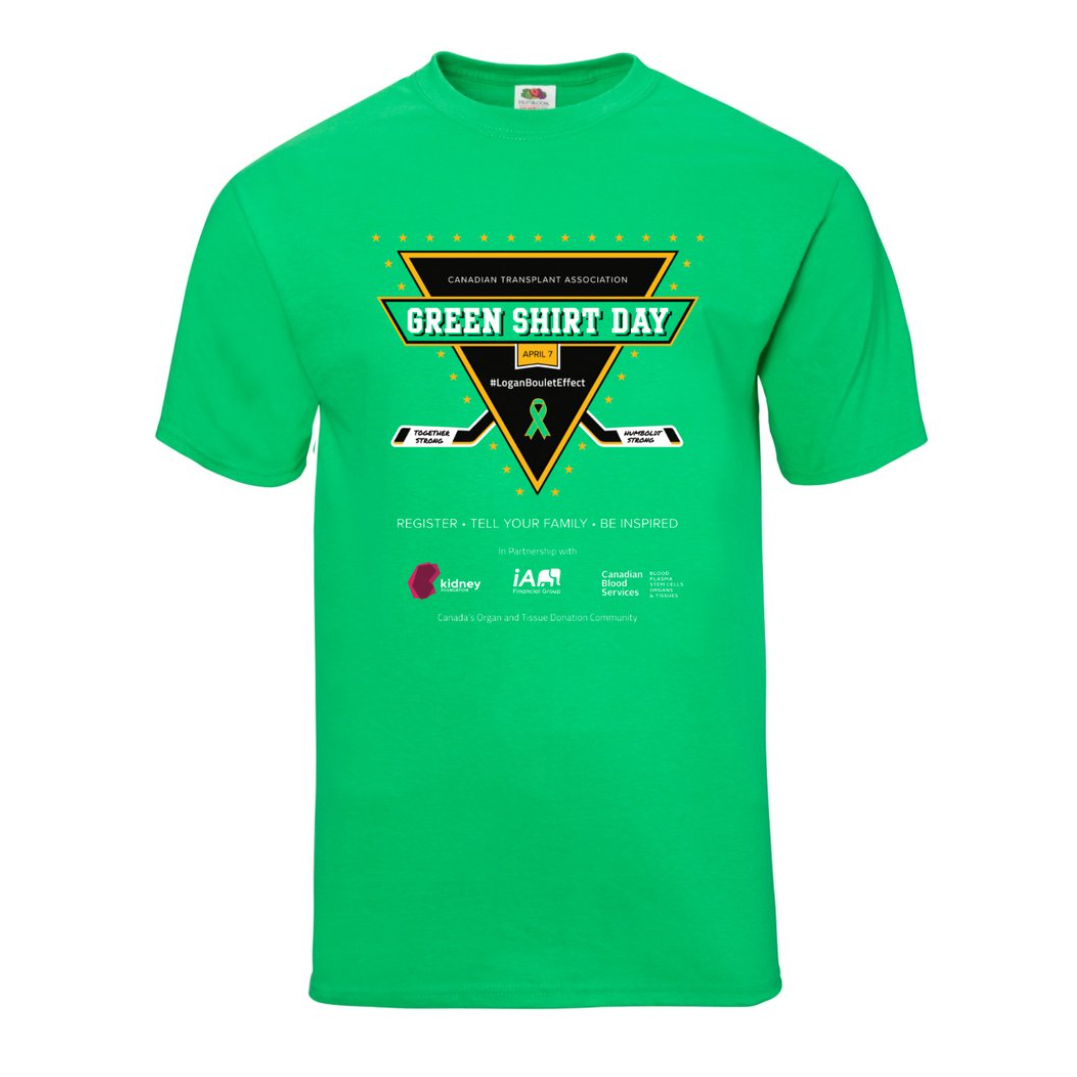 🚨 GIVEAWAY ALERT! 🚨

In honour of National Organ and Tissue Donation Awareness Week in Canada this week, <a href="/GreenShirtDay/">Green Shirt Day</a> &amp; <a href="/CanuckleGame/">Canuckle 🇨🇦</a> are giving away an official 2023 Green Shirt Day t-shirt!

For a chance to win the shirt pictured below:

❤️ Like this tweet ✅
🍁 Follow