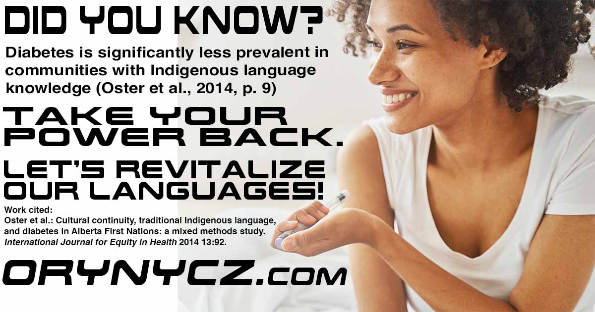 OrynyczP's tweet photo. Did you know?
#Diabetes is significantly less prevalent in communities with #Indigenous #language knowledge.
Take your power back. Let's revitalize our languages!
More: https://t.co/JqXZG4Pp7K https://t.co/wbC9f3cUZa
