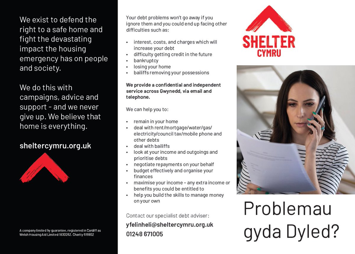 @ShelterCymru  @CyngorGwynedd 
#digartrefedd #homelessness #problemgydadyled #debtproblems
sheltercymru.org.uk