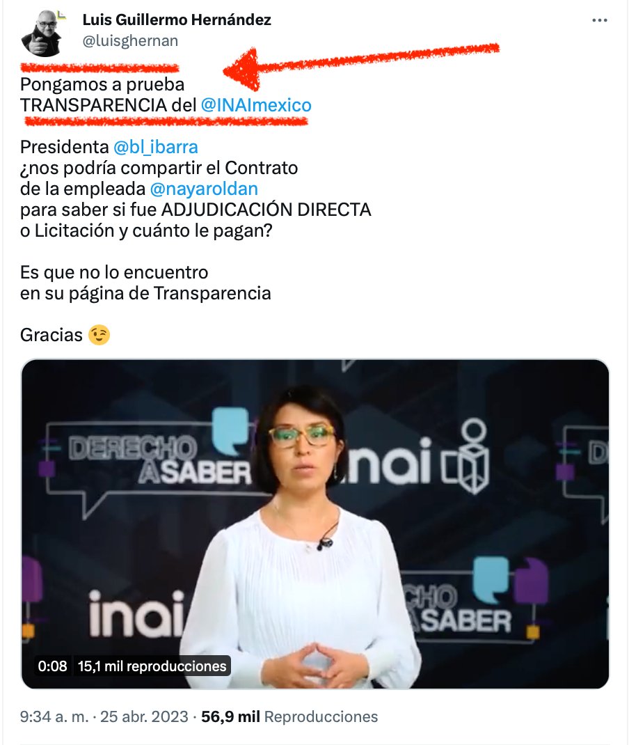 luisghernan's tweet photo. 🔥TRANSPARENCIA A TUITAZOS🔥

La revelación del CHAYOCONTRATO de @NayeliRoldan con @INAImexico 
que mencionó el Presidente @lopezobrador_ 
es obra de UN TUIT
no de la plataforma de transparencia

1. Pedí el contrato a @bl_ibarra 
2. Me respondió
3. Su equipo me dio el contrato https://t.co/WUuaZHvNuq