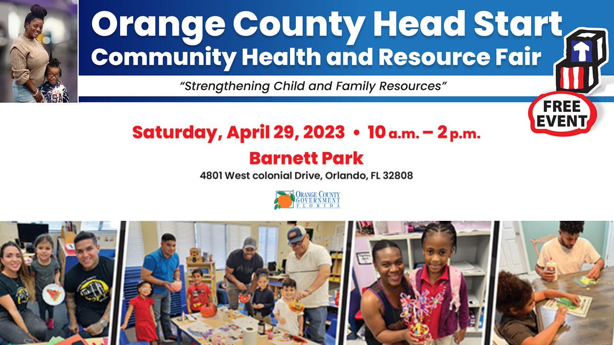 OcpsServices's tweet photo. Make sure to head to Barnett Park this weekend to enjoy this Head Start event!  There are enrollment opportunities, employment opportunities, food, petting farms, FREE immunization clinics, and MORE! https://t.co/zp4clNQAXW