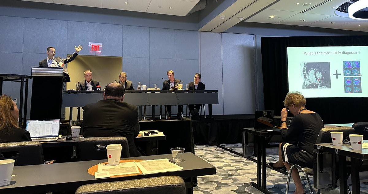 Mona Ahmed, MD, Ph.D. (@drmonaacards) on Twitter photo Highly interactive session when Dr. Ron Blankstein presents a case about Cardiac Sarcoidosis.
Take away points:
💥High rate of ventricular arrhythmias and all-cause mortality
💥Consider ICD even if EF is normal
💥Utilize CMR and PET
<a href="/MyASNC/">ASNC Society</a> #NCToday #CVNuc Highly interactive session when Dr. Ron Blankstein presents a case about Cardiac Sarcoidosis.
Take away points:
💥High rate of ventricular arrhythmias and all-cause mortality
💥Consider ICD even if EF is normal
💥Utilize CMR and PET
<a href="/MyASNC/">ASNC Society</a> #NCToday #CVNuc