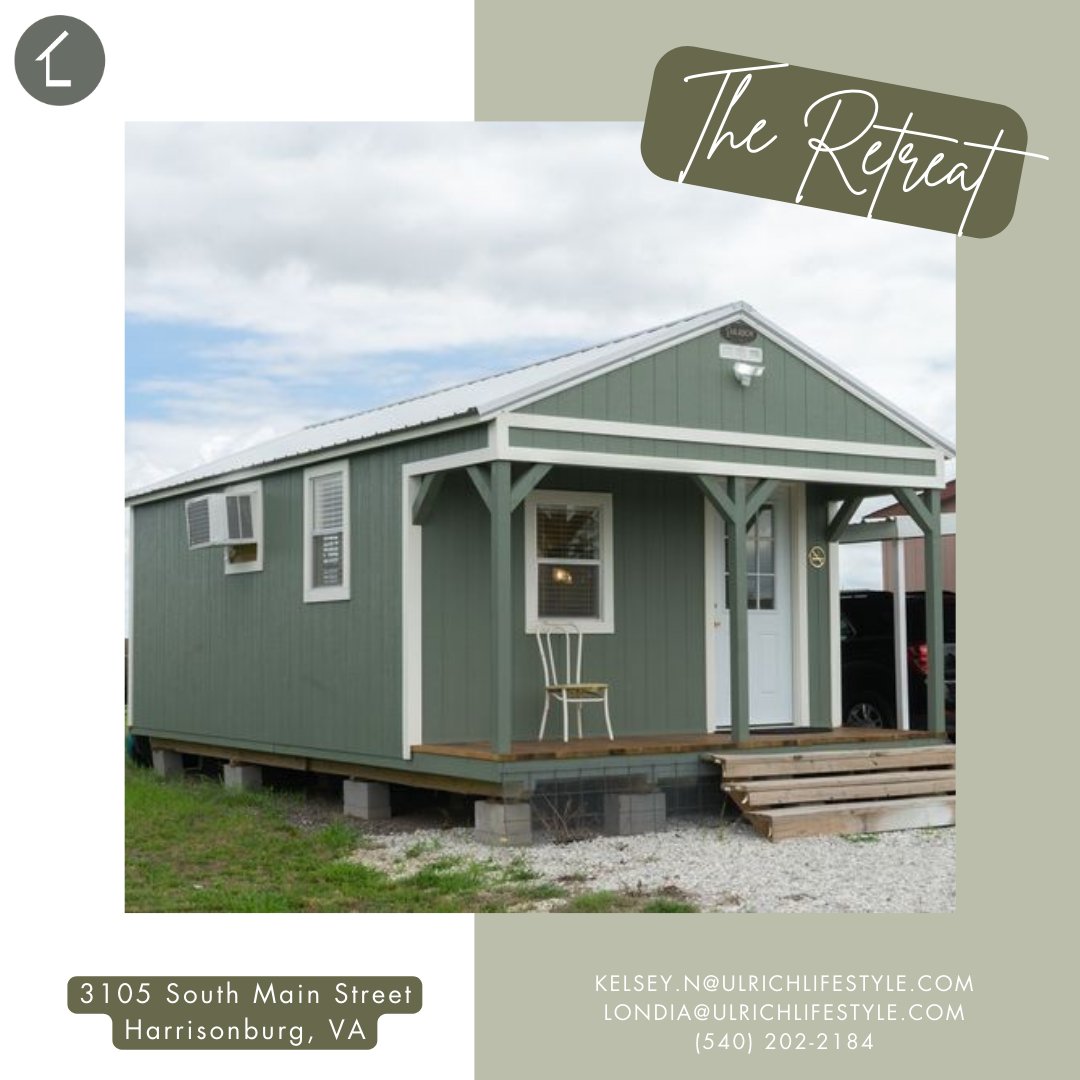 UlrichHburg's tweet photo. With classic good looks and a spacious interior, The Retreat is a great choice for adding some living space to your property. Whether you need backyard guest quarters or a hunting cabin on the back forty, this is the perfect shell for you to finish out. #UlrichHarrisonburg https://t.co/tFzOZ1uwCt