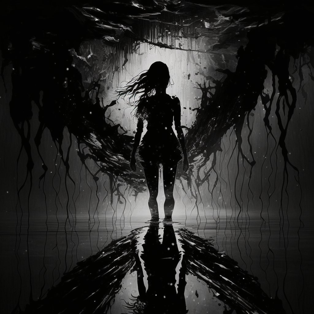 ArtificialCr8iv's tweet photo. "As shadows danced, the darkness swallowed me whole,
My mind shattered by flooding memories, beyond control."

Shared the poem that inspired this piece from my up coming collection with @NftPeperoncino's cafe.

Thank you for everyone listening. https://t.co/YPk6k7ZlfA