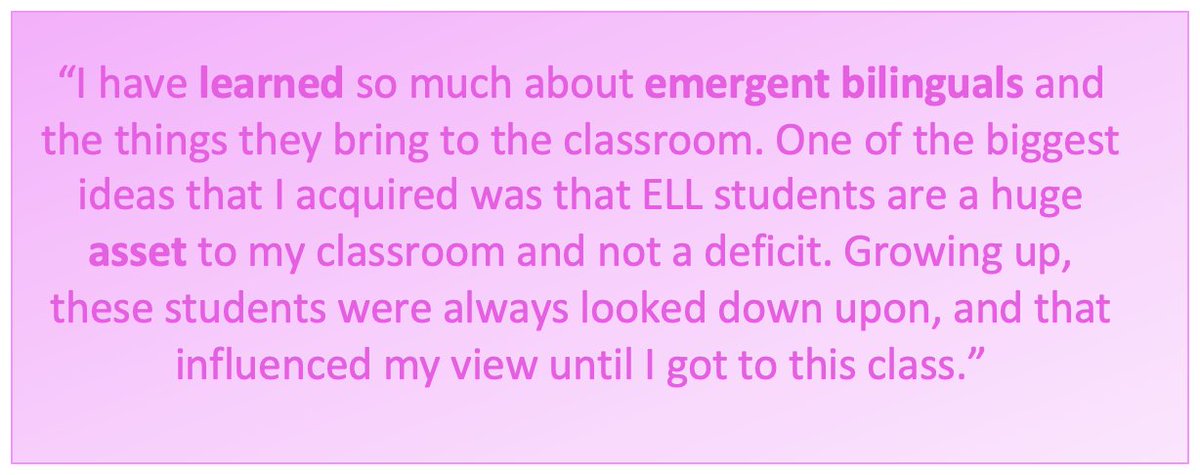 doctorabrendasq's tweet photo. Reading students' semester takeaways grounds it for me and reminds me that there's a lot of work to be done. This is why.
#emergentbilinguals #ELL #education #teachereducation #assetbasedthinking #bilingüesinIndiana #poquitoapoquito @PurdueEDU https://t.co/zn3G8UQW7X