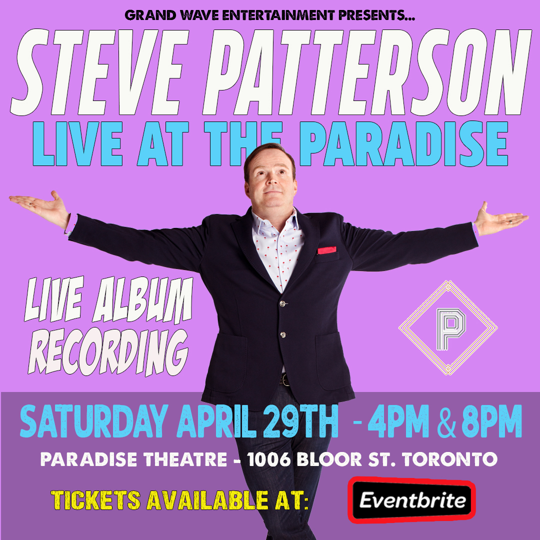 ComedyRecords's tweet image. TORONTO! Steve Patterson is recording his new album tomorrow at The Paradise Theatre! Two Shows. 4PM &amp;amp; 8PM. Few tickets left here: eventbrite.ca/e/steve-patter…