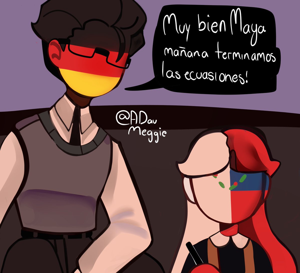 MEGGIEaDav's tweet photo. Alemania fue el primer amor de Maya quien le daba clases de Matematicas, para Alemania es incomodo y adorable.
#countryhumans #countryhumansalemania #Countryhumansecuador #countryhumansmexico https://t.co/E4zOGdX397