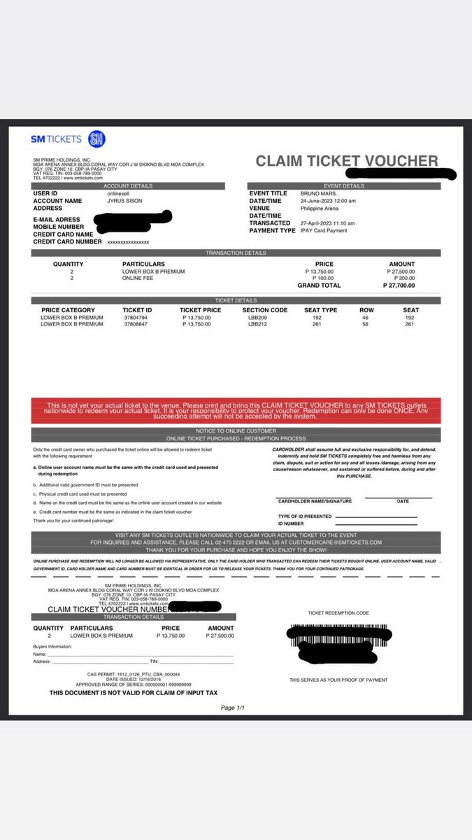 jerojeropii's tweet photo. Selling our tickets for Bruno Mars Concert. 

2 LBB Premium 
LBB 209 ROW 46 
LBB 212 ROW 56 

RFS: Upgrade to VIP Standing 

Can sell at the same price as bought if you will get both tickets. 

PM me. https://t.co/34ifGBJNYb