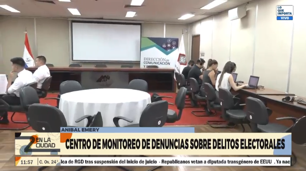 #Móvil970 <a href="/RosiPereirapy/">Rosi Pereira Palma</a> | El Ministerio Público habilita un Centro de Monitoreo de Denuncias sobre los delitos electorales en el marco de las elecciones generales del 30 de abril.

👥#2EnLaCiudad
📺 <a href="/SomosGENAhora/">SomosGENAhora</a> 
📻 #Universo970AM