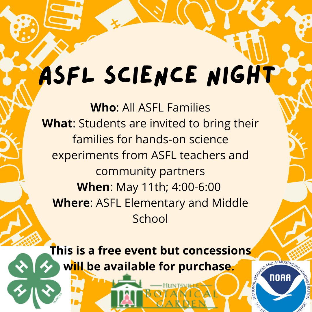 A brief PTA meeting in which we'll vote on next year's budget and elect officers will follow immediately after Science Night on May 11!