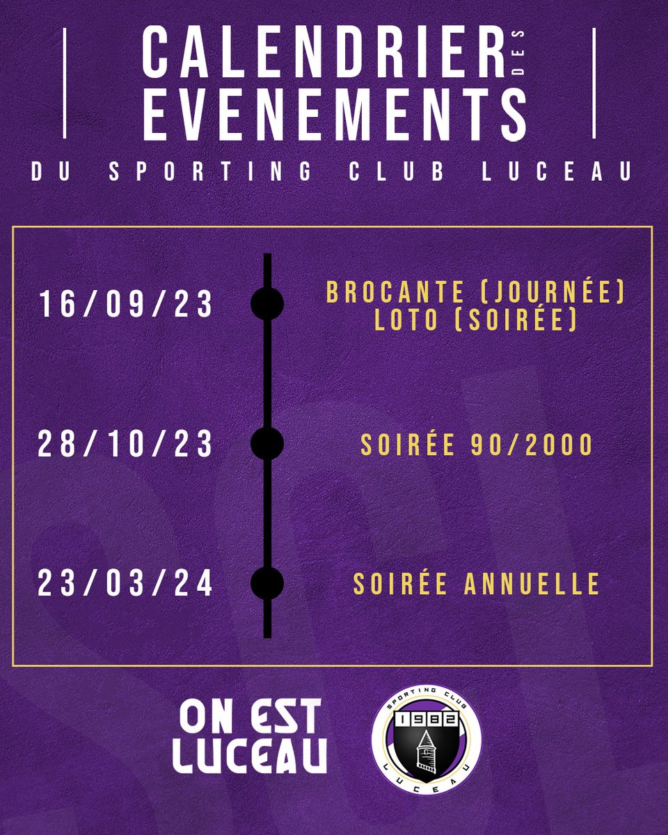 SCLuceau72's tweet photo. ÉVÉNEMENTS 🚨

🟣 [À Vos Agendas] ⚪️

•Restez connecter pour plus d’informations ! https://t.co/yp9RCxdqSH