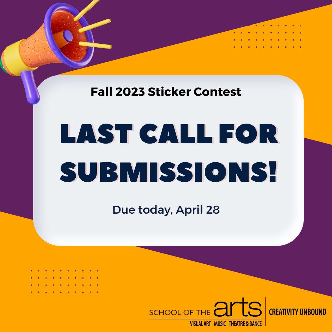 UNR School of the Arts (@unrarts) on Twitter photo Final call to submit your artwork! Due today, Friday, Friday 28! Hurry!
Visit ow.ly/Yy4T50NRUYi to learn more about the contest guidelines. If you have any questions, you can also contact us at: arts@unr.edu
#StickerContest #SOTA #UNR #StickerContestFall2023 Final call to submit your artwork! Due today, Friday, Friday 28! Hurry!
Visit ow.ly/Yy4T50NRUYi to learn more about the contest guidelines. If you have any questions, you can also contact us at: arts@unr.edu
#StickerContest #SOTA #UNR #StickerContestFall2023