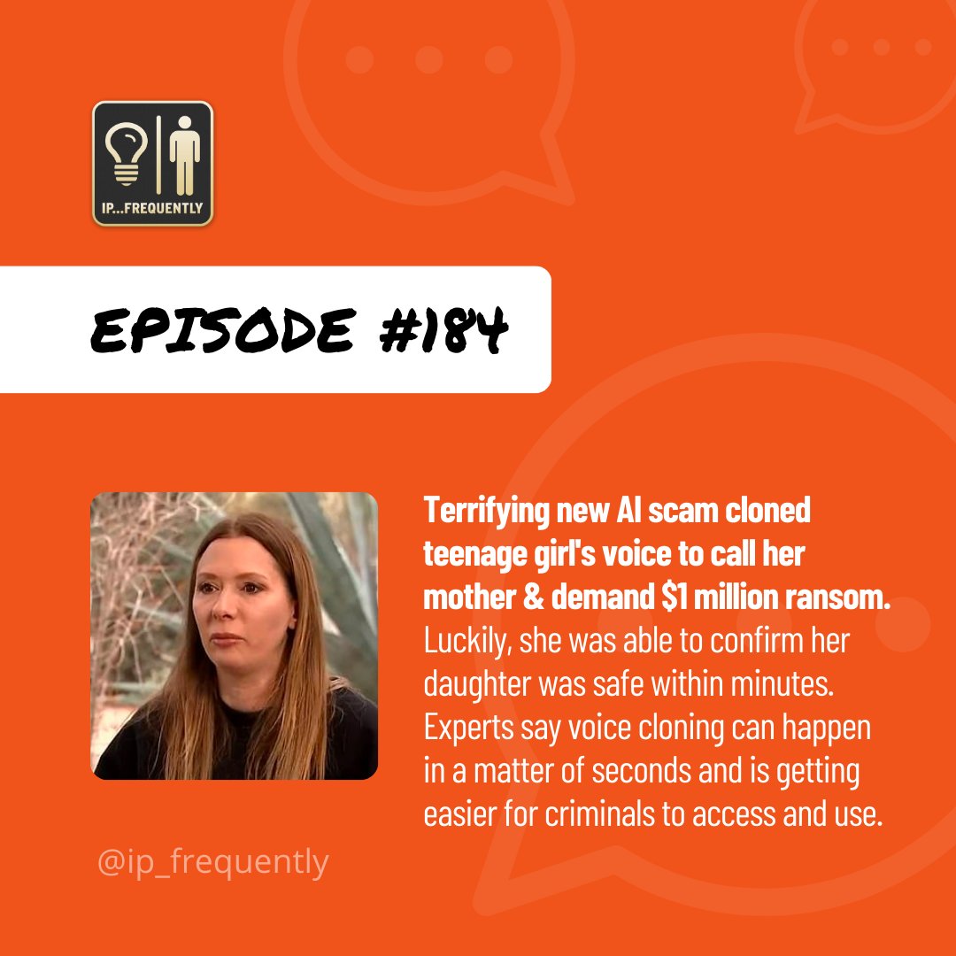 ip_frequently's tweet photo. ⚠️ BEWARE: New AI scam clones kids voices to scare parents into ransom demands. This technology is becoming easier for criminals to access and use.
.
.
#PodcastEpisode #NewEpisode #newpodcastepisode #listennow #episoderelease #ai #ransomscam https://t.co/orEaLqIm2w