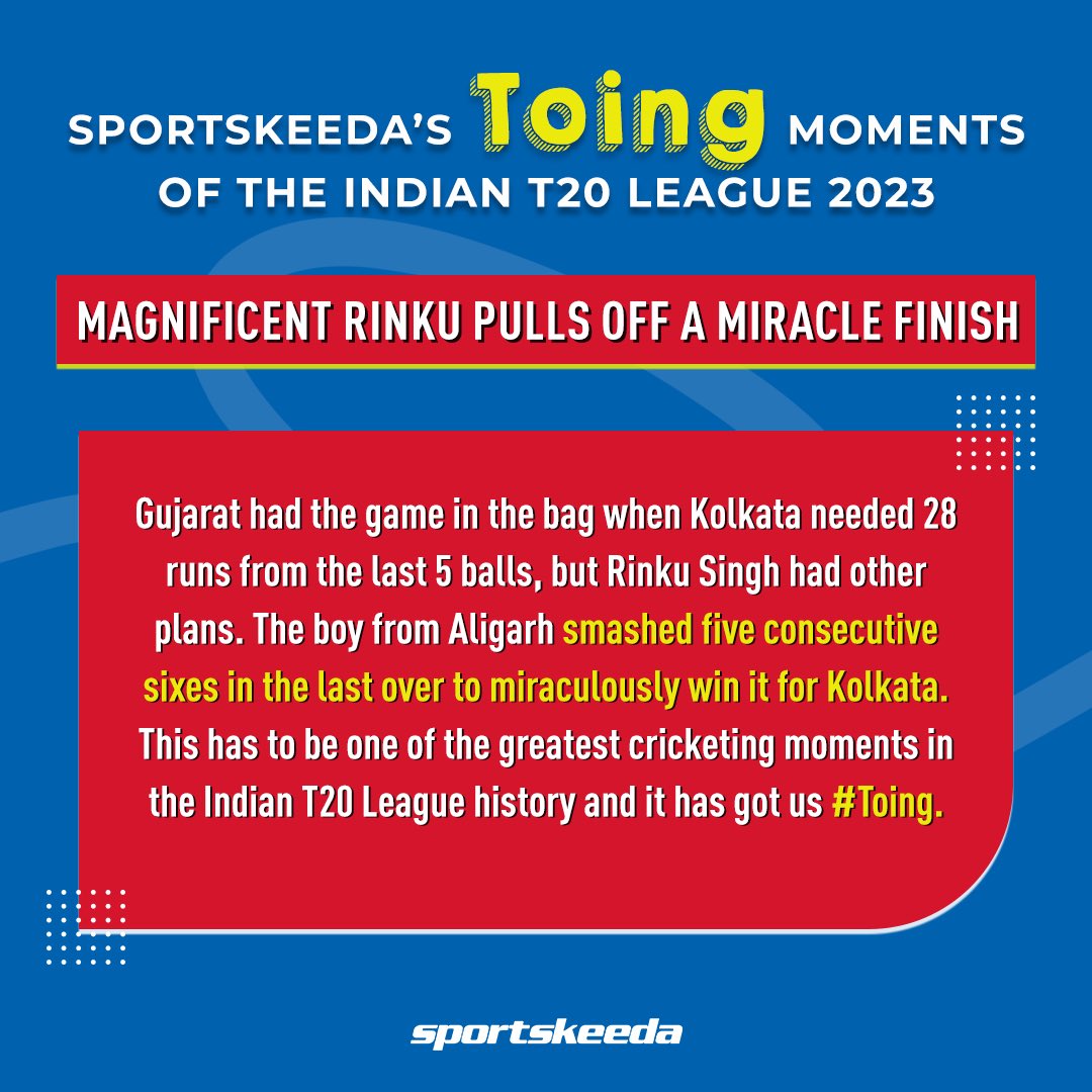 Sportskeeda's tweet image. Toing, toing, and away!"

Here are some of our #Toing moments of the Indian T20 League 2023  🏏

#StayToing #Sportskeeda #CricketTwitter