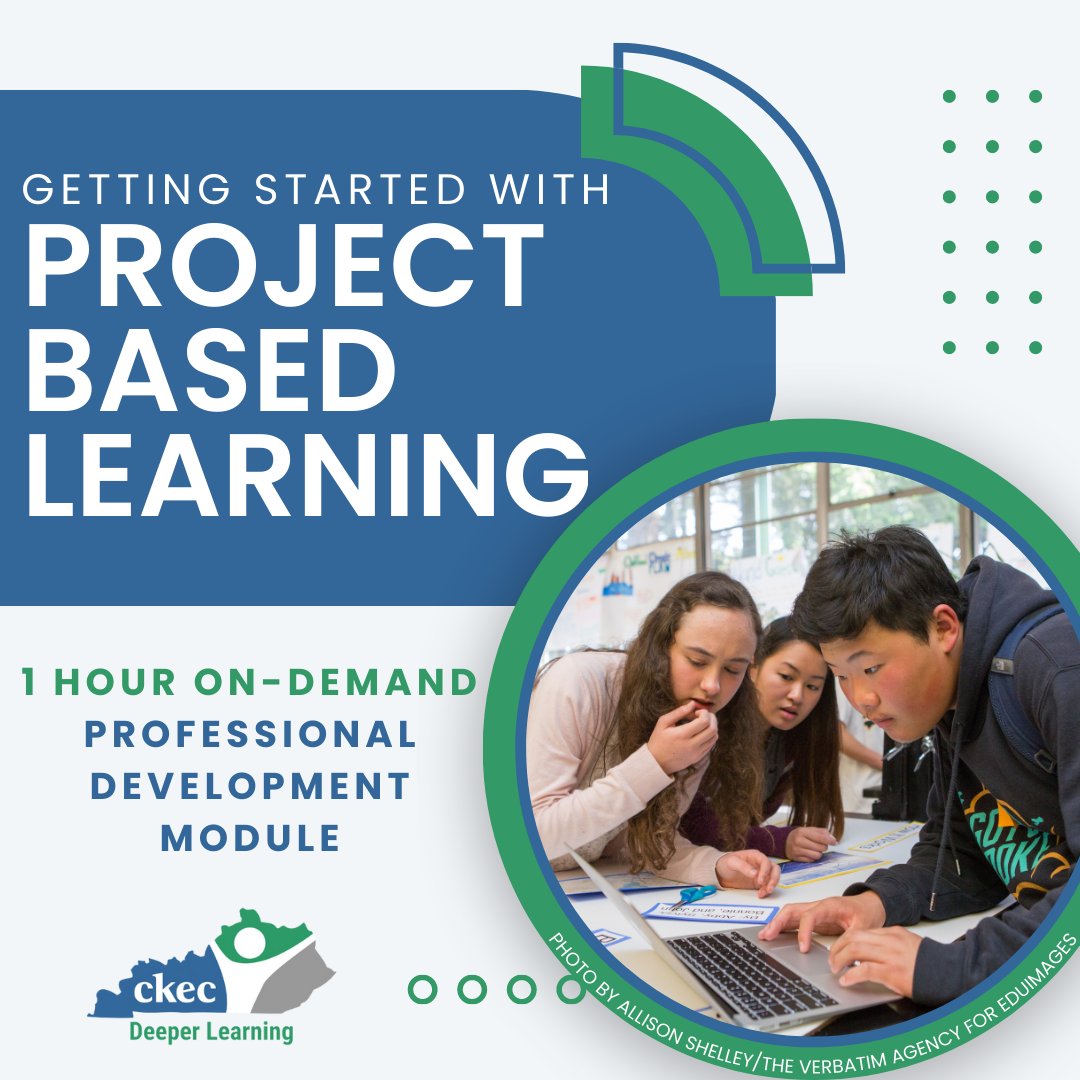 CKYEC's tweet photo. Trying to begin Project Based Learning in your classroom? Learn more about how to get started with Gold Standard PBL in this NEW on-demand module from CKEC. https://t.co/5XWkfc7tLo #KYDL #InnovateLearning https://t.co/yEJV8cn1BC
