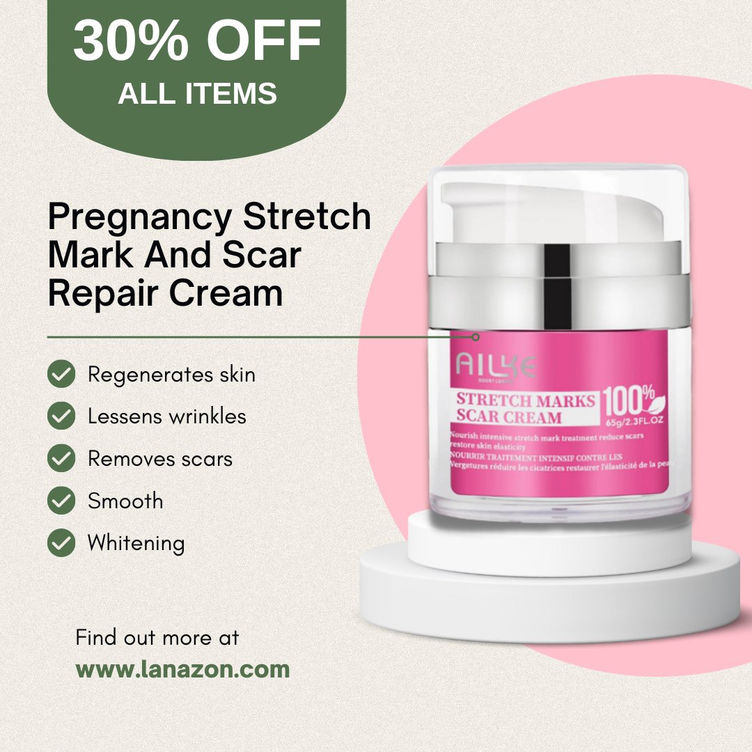 lanazonbeauty's tweet photo. Say goodbye to pregnancy stretch marks with this Pregnancy Stretch Mark And Scar Repair Cream available on #Lanazon. Get 30% OFF all products and get an additional 10% for min. order of $50. Oh, there's more! We're #FreeShipping #Sale #Mothersday2023 #mothersdaysale #USA https://t.co/ZomUBWeHOh