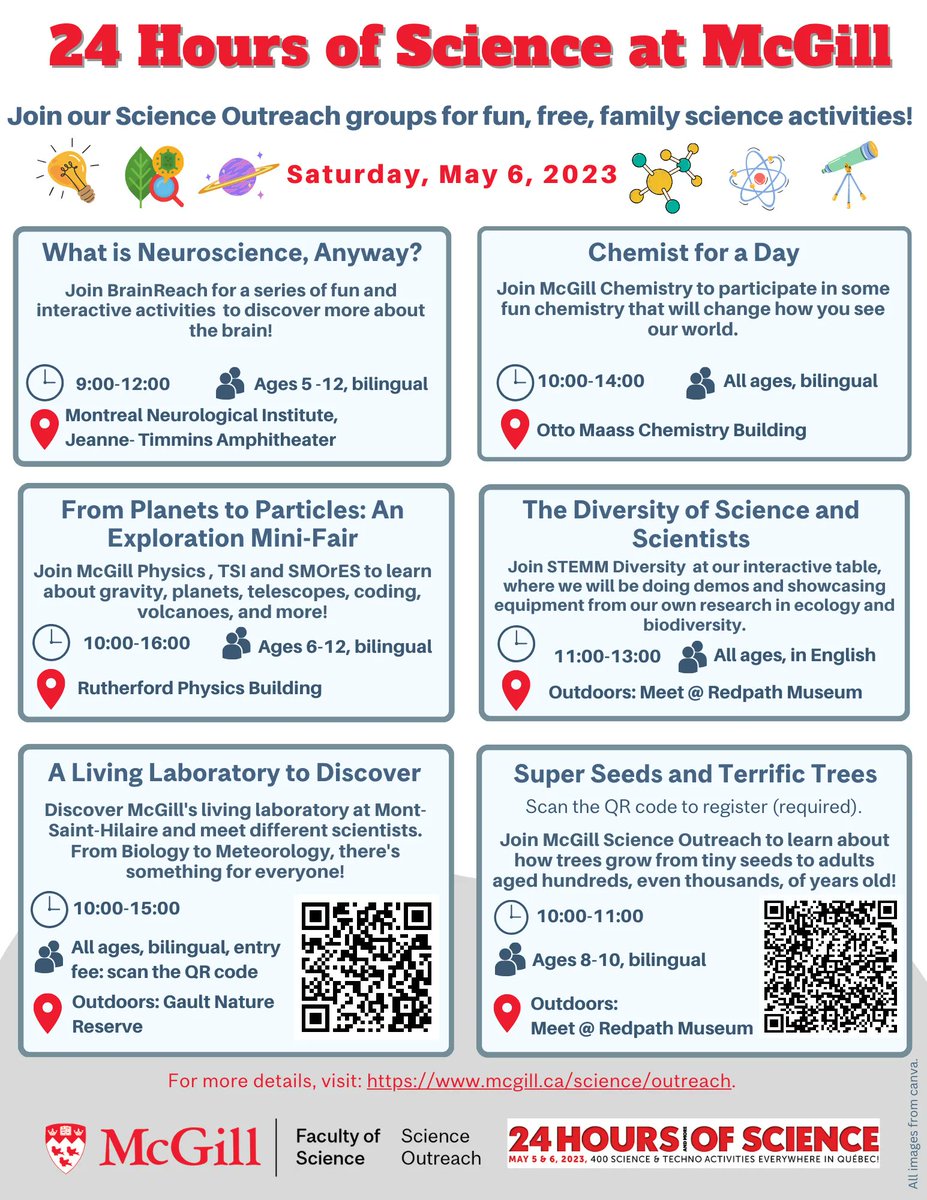 On vous propose de belles activités pour les familles pendant la fête des #24hdescience, le 6 mai prochain!

There are various fun activities planned for families during 24h de science, on May 6!

buff.ly/41Yz9YE