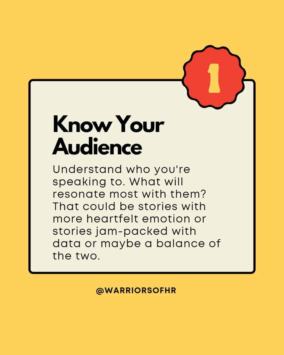 warriors_hr's tweet photo. Storytelling is such an important skill to be an HR Warrior. 🤝 Check out Keri’s tips for great storytelling! #HRWarriors #storytelling  #skillbuilding #hr #courage #resilient #goaloriented #leadership #selfhelp #motivation #employees #workers #career #selfdevelopment https://t.co/bByG173Sjt