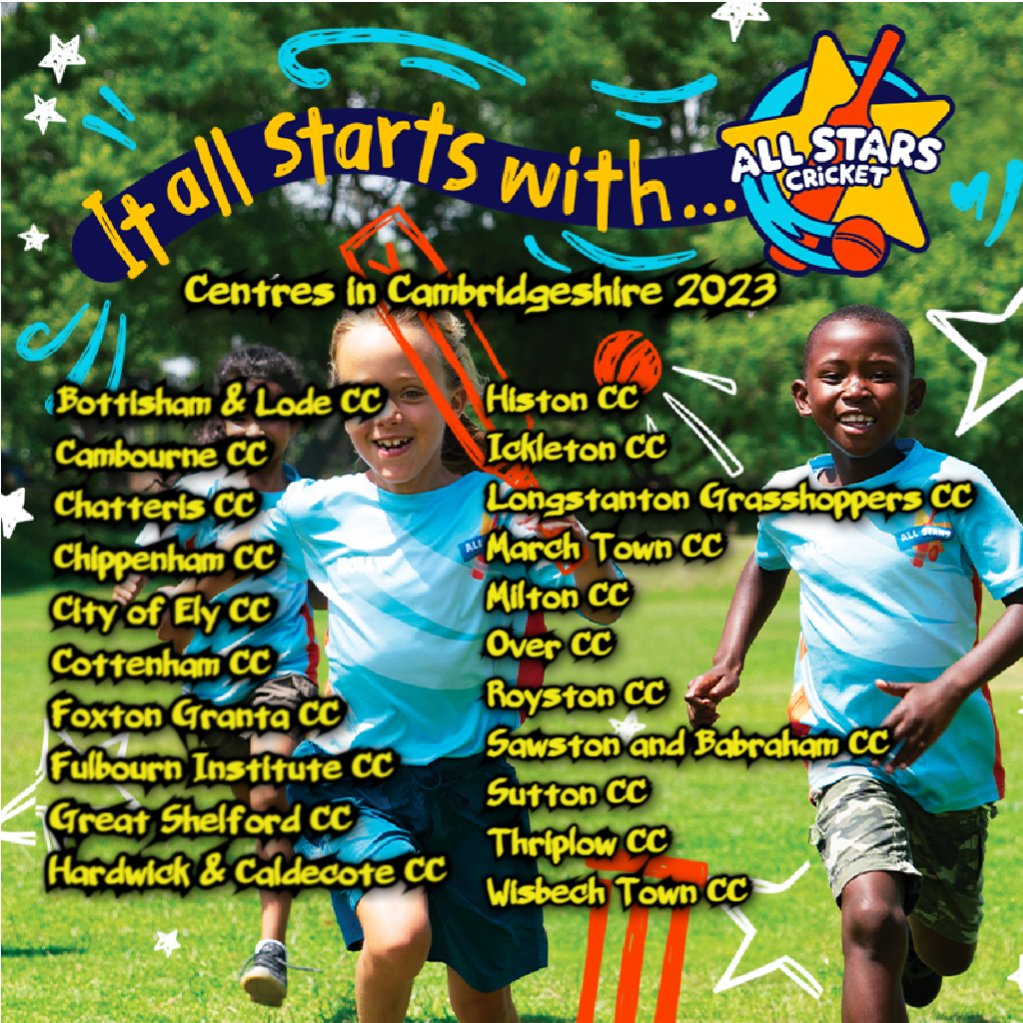 Cambs_CB's tweet photo. 1 week to Go!   There is still time to get your child signed up to

@allstarscricket &amp; @DynamosCricket this summer with 1 week before our first centres in Cambridgeshire get under way  

Be quick some clubs have limited spaces remaining  

#AllStarsCricket #DynamosCricket https://t.co/Nf6v4lNCZD